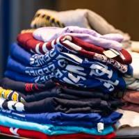 T-shirts folded in a pile